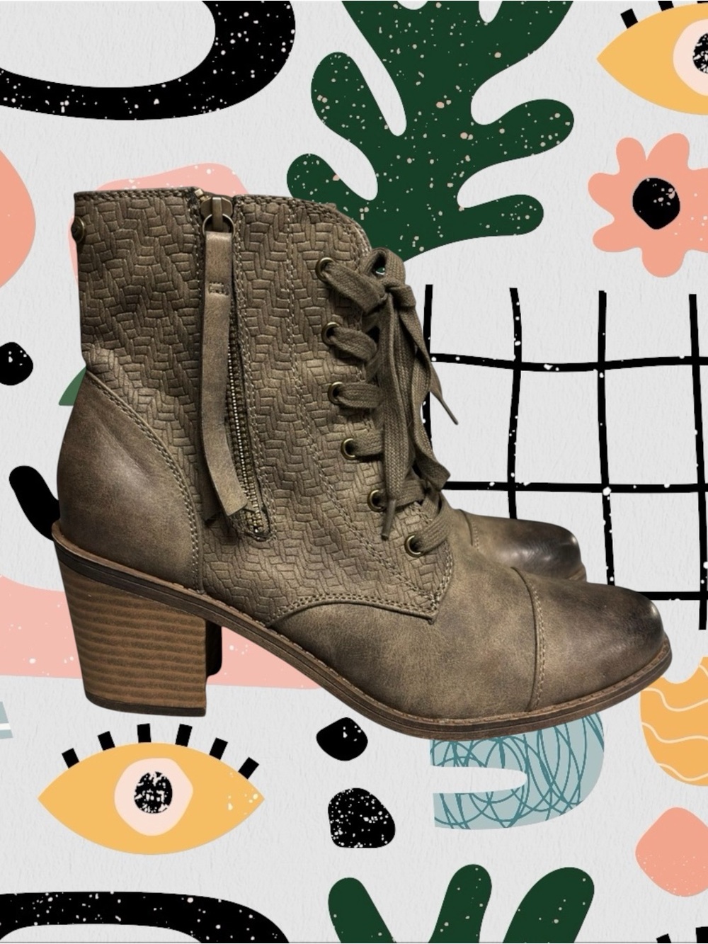 Roxy | 2016 Olive Green Burnished Toe Heeled Ankle Booties